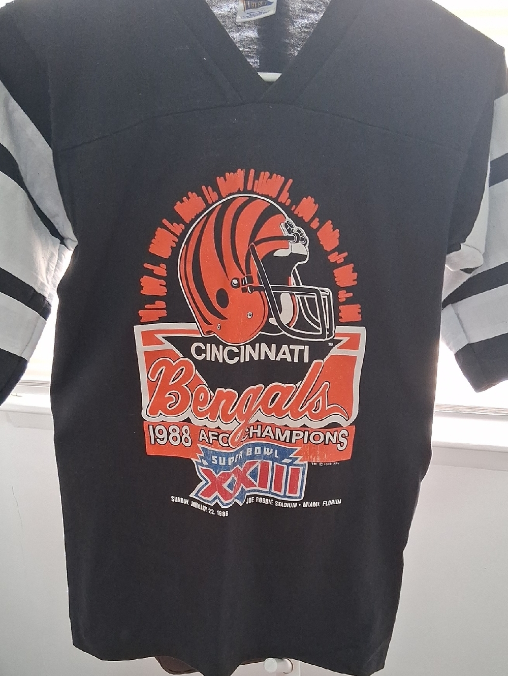Cincinnati Bengals Vintage 1988 AFC Champions Black & Orange Jersey Tee